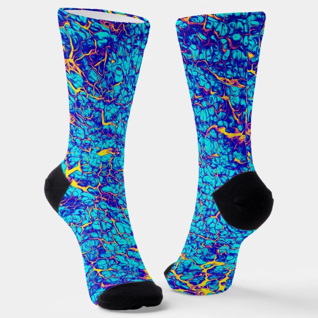 Blaues und gelbes einzigartiges Texturmuster Socken (Gewinkelt)