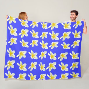 Blaues und gelbes Frangipani-Muster, Fleecedecke
