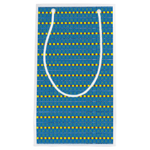 Blaues und gelbes geometrisches Kunstmuster Kleine Geschenktüte
