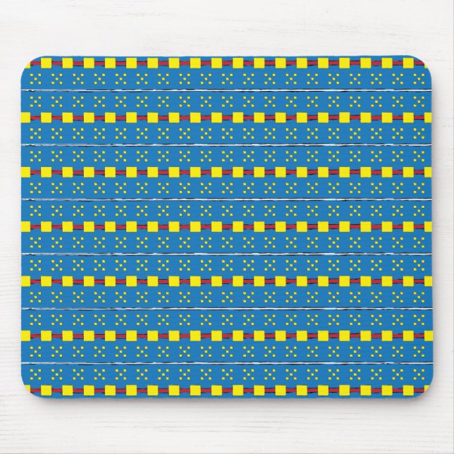 Blaues und gelbes geometrisches Kunstmuster Mousepad (Vorne)