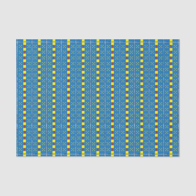 Blaues und gelbes geometrisches Kunstmuster Seidenpapier (Vorderseite)