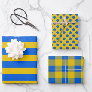 Blaues und gelbes Geschenkpapier, ukrainische Flag Geschenkpapier Set
