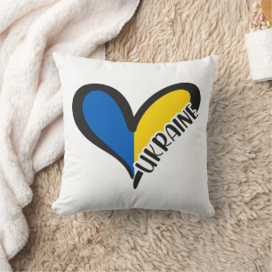 Blaues und gelbes Herz, ukrainische Flaggenfarben Kissen