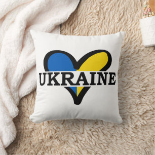 Blaues und gelbes Herz, ukrainische Flaggenfarben Kissen