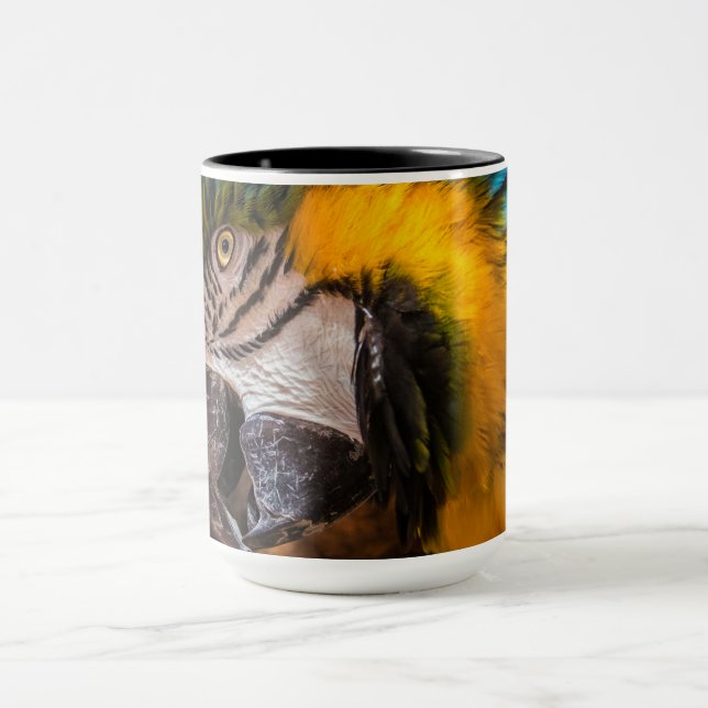 Blaues und gelbes Makaportrait Tasse (Zentrum)