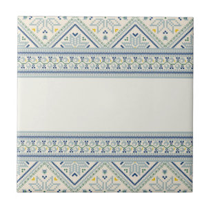 Blaues und gelbes Mosaik Diamond Print 2 Keramiken Fliese