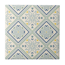 Blaues und gelbes Mosaik Diamond Print Keramik Til Fliese