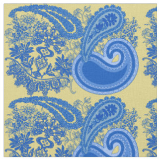 Blaues und gelbes Paisley-Muster Stoff