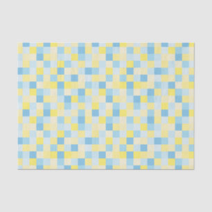Blaues und gelbes Quadrat-Seidenpapier Seidenpapier