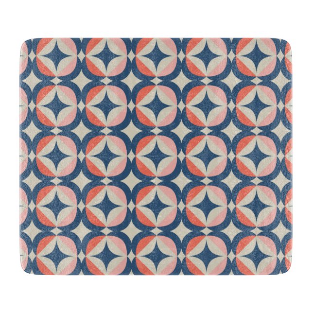 Blaues und geometrisches Muster Schneidebrett (Vorderseite)