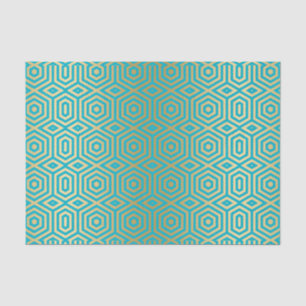 Blaues und goldenes geometrisches Muster Seidenpapier