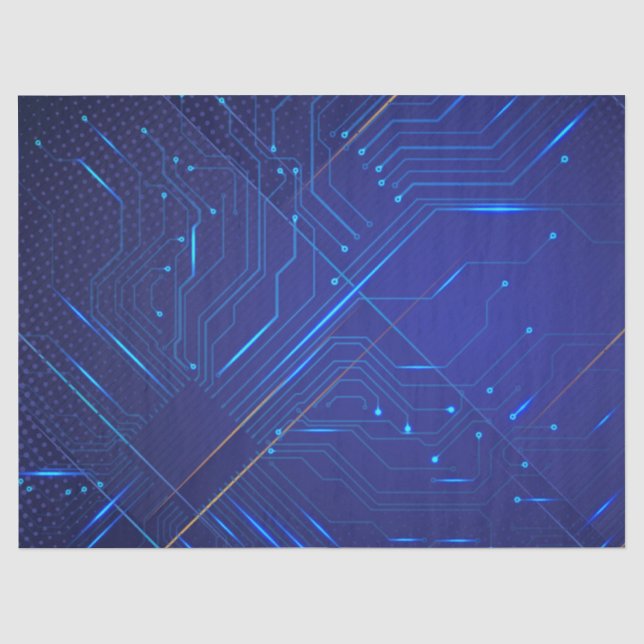 Blaues und goldenes Schaltmuster Seidenpapier (Vorderseite)
