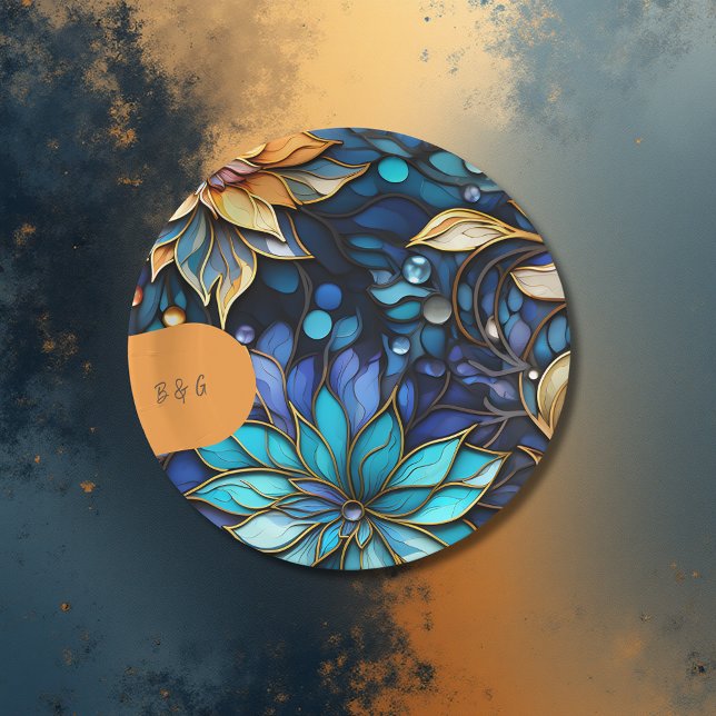 Blaues und goldfarbenes Glas Pappteller (Von Creator hochgeladen)