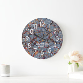 Blaues und goldmarmoriertes Papier mit Namen Große Wanduhr