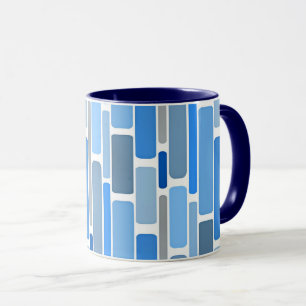 Blaues und graues geometrisches Muster, Tasse