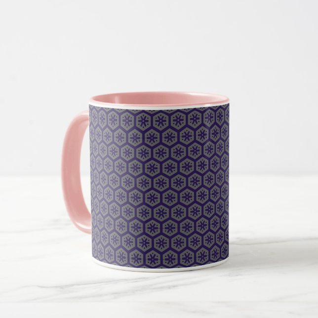 Blaues und graues geometrisches Muster Tasse (Vorderseite Links)