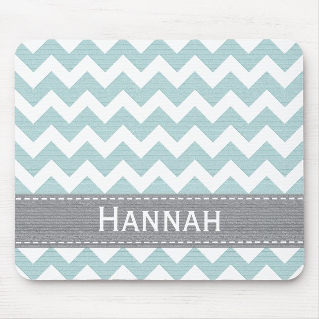 Blaues und graues Zickzack gestreiftes Mousepad (Vorne)