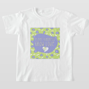 Blaues und grünes Blumen-Kindness-Jugend-T-Shirt T-Shirt