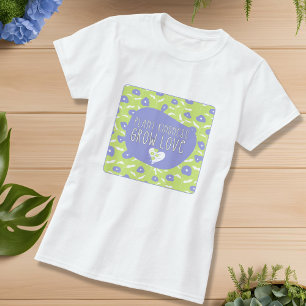 Blaues und grünes Blumen-T-Shirt der Freundlichkei T-Shirt