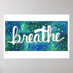 Blaues und grünes Breathe-Galaxy-Poster Poster