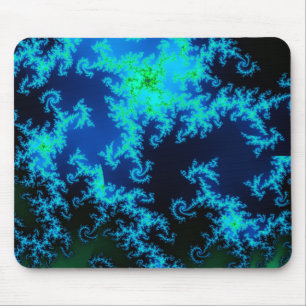 Blaues und grünes Fraktal mousepad
