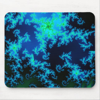 Blaues und grünes Fraktal mousepad