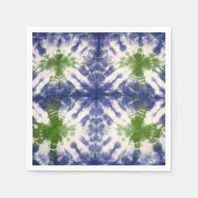 Blaues und grünes Gefärbte Krawatte Napkins Serviette (Vorderseite)