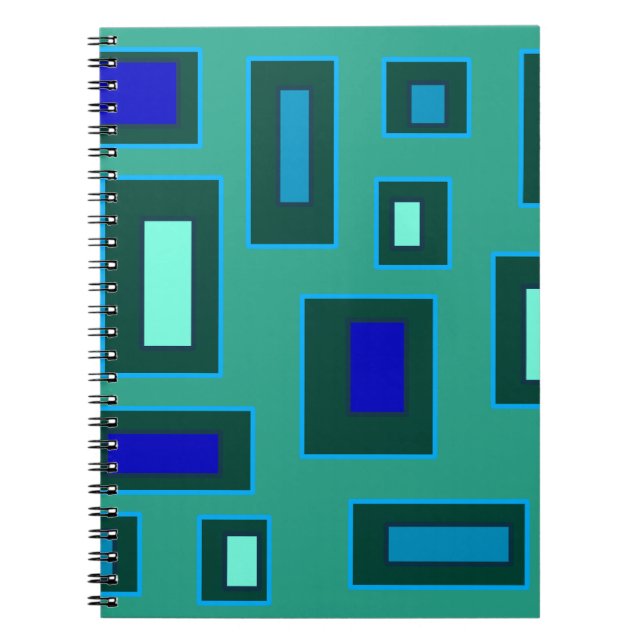 Blaues und grünes geometrisches Design Notizblock (Vorderseite)