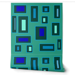 Blaues und grünes geometrisches Design Tapete