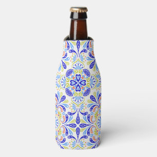 Blaues und grünes Kaleidoskopmuster Flaschenkühler