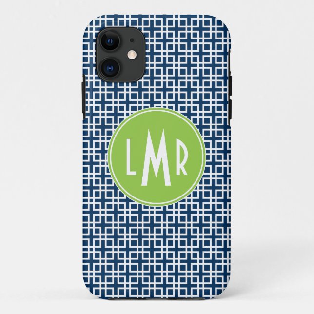 Blaues und grünes quadratisches Case-Mate iPhone hülle (Rückseite)