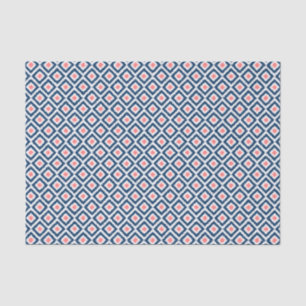 Blaues und korallenrotes Ikat Diamant-Muster Seidenpapier