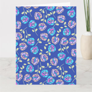 Blaues und lila Blumenmuster Karte