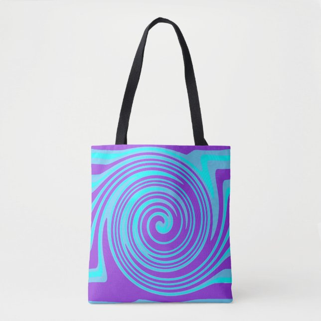 Blaues und lila Drehmuster Tasche (Vorderseite)