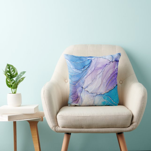 Blaues und Lila Elegant Kissen (Stuhl )