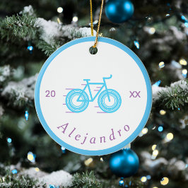 Blaues und Lila Fahrraddesign Fahrrad Personalisie Keramik Ornament