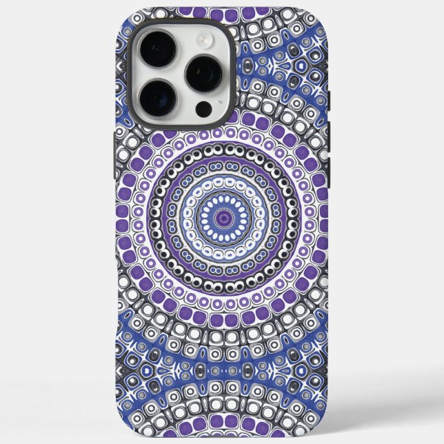 Blaues und Lila geometrisches Muster iPhone 16 Pro Max Hülle (Rückseite)