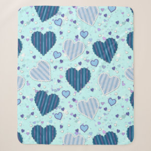 Blaues und Lila Herz Sherpadecke