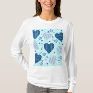 Blaues und Lila Herz T-Shirt
