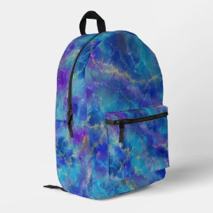 Blaues und Lila Marmormuster Bedruckter Rucksack