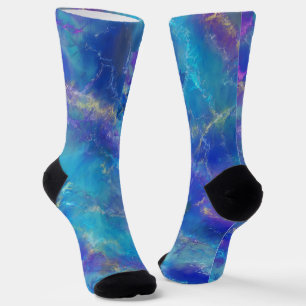 Blaues und Lila Marmormuster Socken