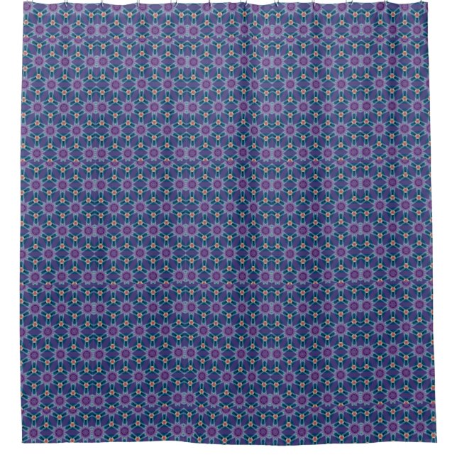 Blaues und Lila Muster Duschvorhang (Vorderseite)