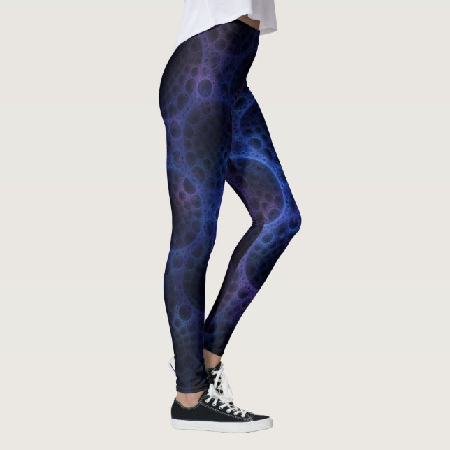 Blaues und lila poröses Muster Leggings (Rechts)