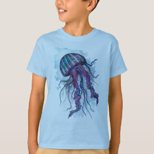 Blaues und lila Quallen-T-Shirt für Kinder T-Shirt