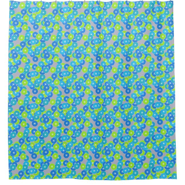 Blaues und Limones Grün des Duschvorhang (Vorderseite)