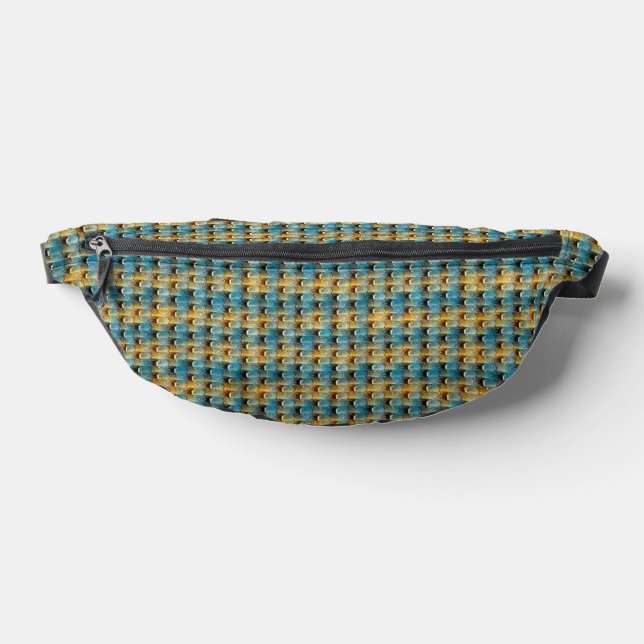 Blaues und Ocker abstraktes Musterdesign 1315 Bauchtasche (Ablage )