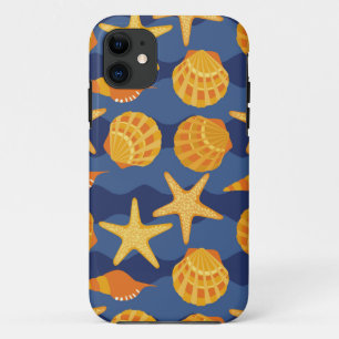 Blaues und orange Seashell-Muster Case-Mate iPhone Hülle