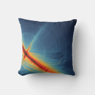 Blaues und orangefarbenes abstraktes Design Kissen