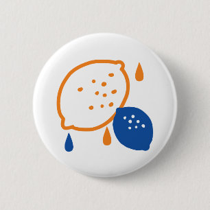 Blaues und orangefarbenes Lemon-Muster, spielerisc Button