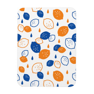 Blaues und orangefarbenes Lemon-Muster, spielerisc Magnet